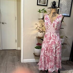 Bila Pink Floral Midi Dress